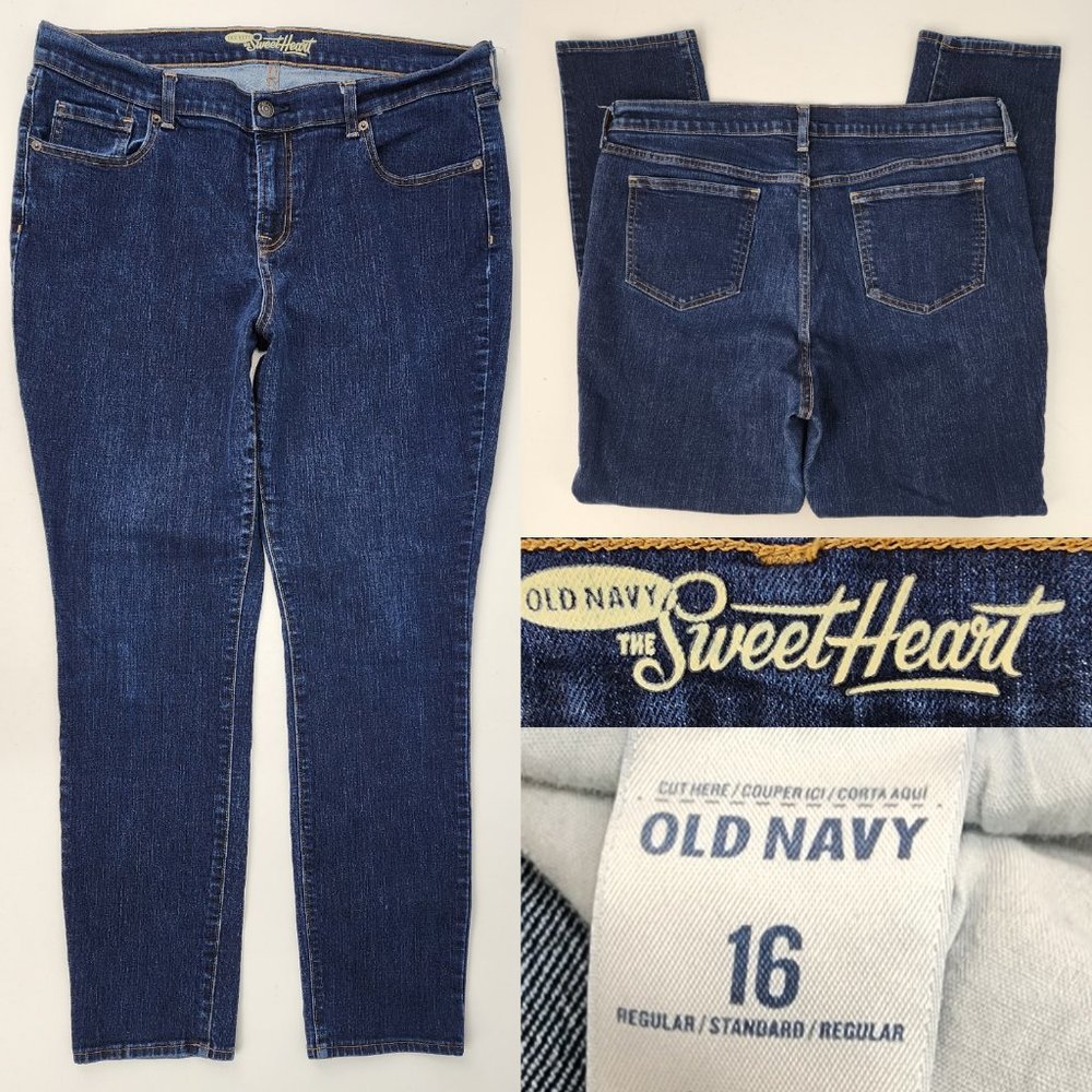 Old Navy Womens 16 Regular 36x29 The Sweetheart Skinny Jeans Dark Rinse Denim
